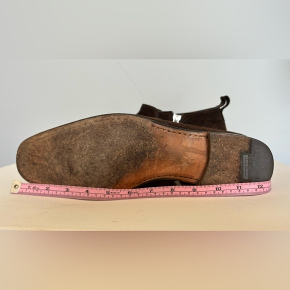 Salvatore Ferragamo Brown Suede Italian Leather Zip Chelsea Boots Size 10.5 - Picture 9 of 15